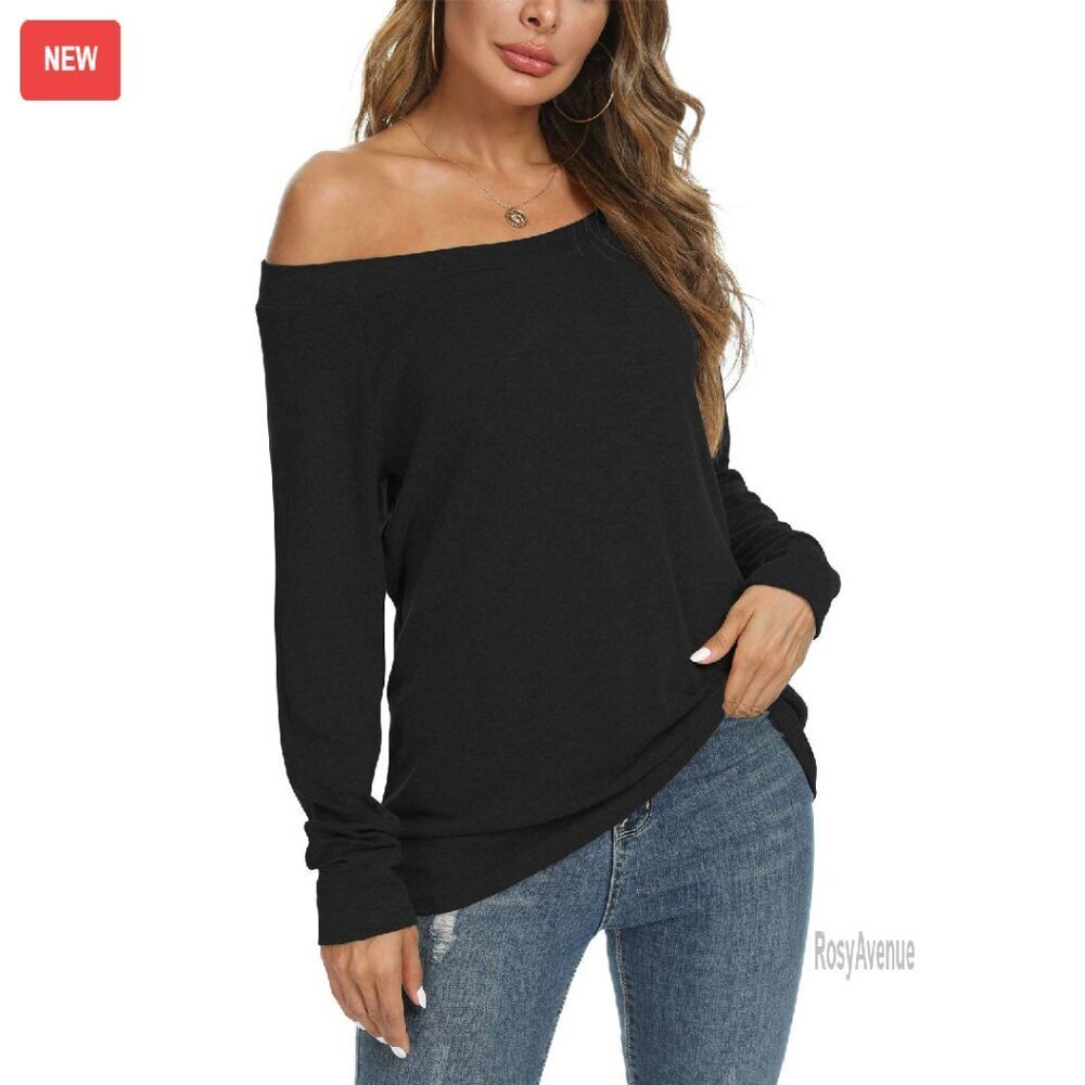 Long Sleeve Off Shoulder Tunic Top - Soft Rayon Blend - Flowy Fit